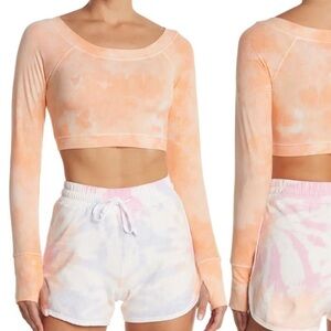 NWT ARX LAB Orange Tie Dye Ribbed Knit Crop Top sz XL